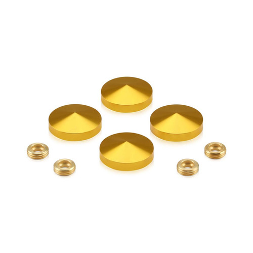Set of 4 Conical Screw Cover, Diameter: 1'', Aluminum Gold Anodized Finish (Indoor or Outdoor Use)
