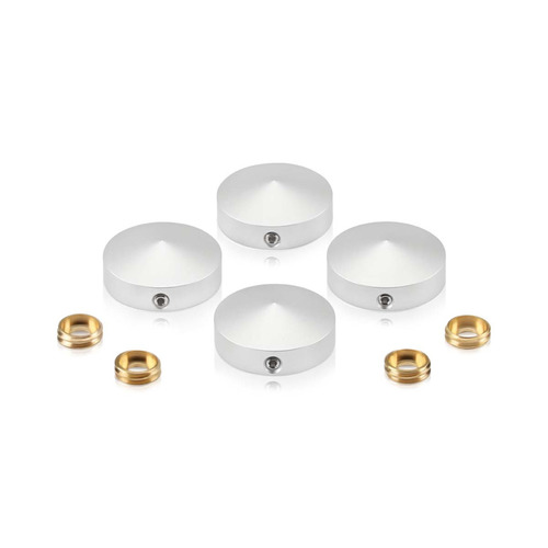 Set of 4 Conical Locking Screw Cover, Diameter: 1'', Aluminum Clear Anodized Finish (Indoor or Outdoor Use)
