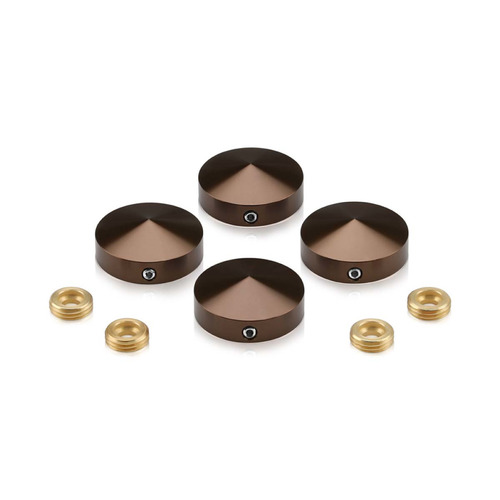 Set of 4 Conical Locking Screw Cover, Diameter: 1'', Aluminum Bronze Anodized Finish (Indoor or Outdoor Use)