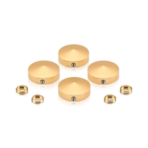 Set of 4 Conical Locking Screw Cover, Diameter: 1'', Aluminum Champagne Anodized Finish (Indoor or Outdoor Use)