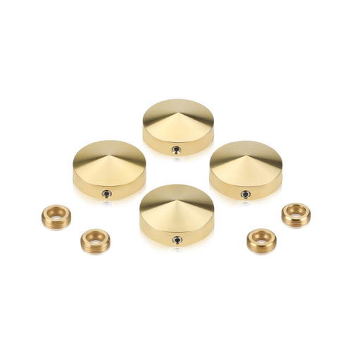 Set of 4 Conical Locking Screw Cover, Diameter: 1'' Brass Plain Finish (Indoor or Outdoor Use, but for outdoor use Brass will come darker if no varnish applied)