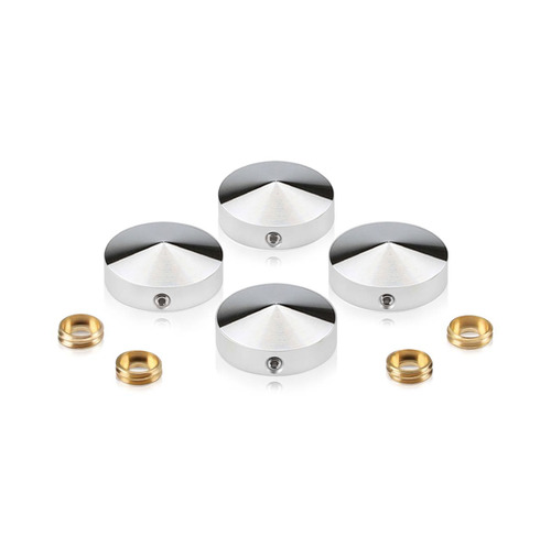 Set of 4 Conical Locking Screw Cover Diameter 1'', Satin Brushed Stainless Steel Finish (Indoor or Outdoor)