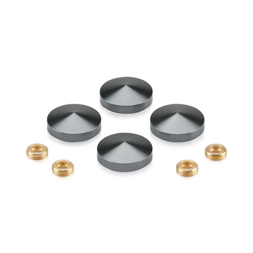 Set of 4 Conical Screw Cover, Diameter: 1'', Aluminum Titanium Finish (Indoor or Outdoor Use)