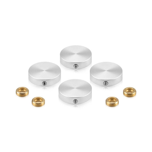 Set of 4 Locking Screw Cover, Diameter: 1'', Aluminum Clear Anodized Finish, (Indoor or Outdoor Use)