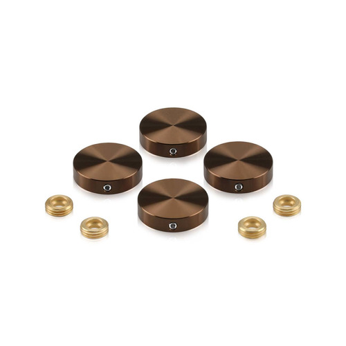 Set of 4 Locking Screw Cover, Diameter: 1'', Aluminum Bronze Anodized Finish, (Indoor or Outdoor Use)