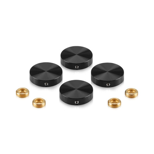 Set of 4 Locking Screw Cover, Diameter: 1'', Aluminum Black Anodized Finish, (Indoor or Outdoor Use)