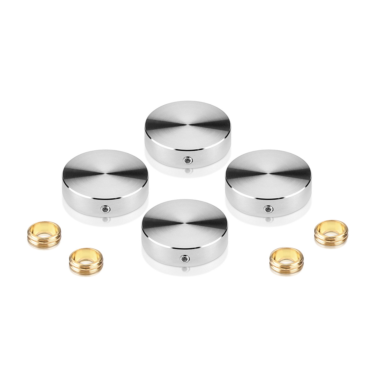 Set of 4 Locking Screw Cover Diameter 1'', Satin Brushed Stainless Steel Finish (Indoor or Outdoor)