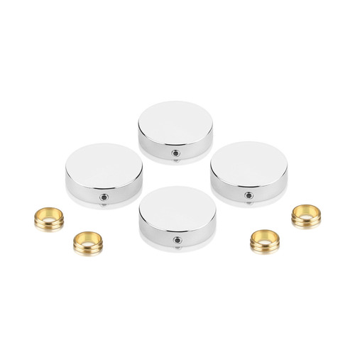 Set of 4 Locking Screw Cover Diameter 1'', Polished Stainless Steel Finish (Indoor Use Only)