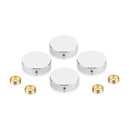 Set of 4 Locking Screw Cover Diameter 1'', Polished Stainless Steel Finish (Indoor or Outdoor)