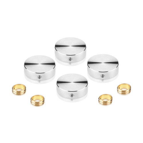 Set of 4 Locking Screw Cover Diameter 1'', Satin Brushed Stainless Steel Finish (Indoor Use Only)