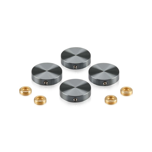 Set of 4 Locking Screw Cover, Diameter: 1'', Aluminum Titanium Finish, (Indoor or Outdoor Use)