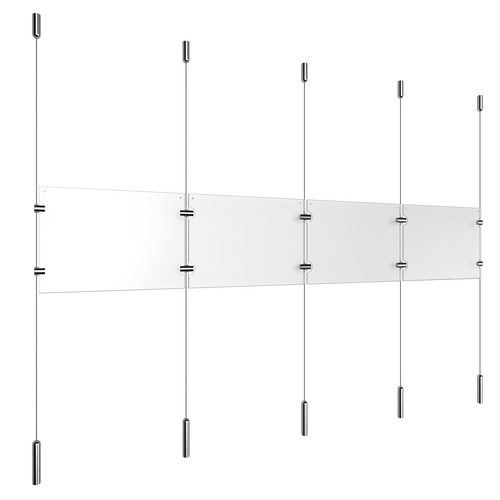 (4) 11'' Width x 8-1/2'' Height Clear Acrylic Frame & (5) Ceiling-to-Floor Stainless Steel Satin Brushed Cable Systems with (4) Single-Sided Panel Grippers (18) Double-Sided Panel Grippers