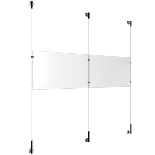 (2) 17'' Width x 11'' Height Clear Acrylic Frame & (3) Wall-to-Wall Stainless Steel Satin Brushed Cable Systems with (4) Single-Sided Panel Grippers (2) Double-Sided Panel Grippers