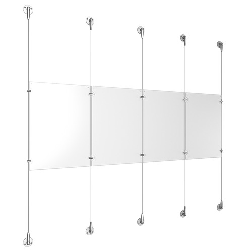 (4) 11'' Width x 17'' Height Clear Acrylic Frame & (5) Aluminum Clear Anodized Adjustable Angle Signature Cable Systems with (4) Single-Sided Panel Grippers (6) Double-Sided Panel Grippers