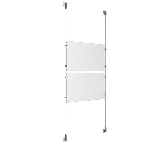 (2) 17'' Width x 11'' Height Clear Acrylic Frame & (2) Aluminum Clear Anodized Adjustable Angle Signature Cable Systems with (8) Single-Sided Panel Grippers