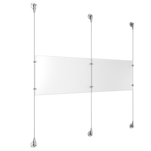 (2) 17'' Width x 11'' Height Clear Acrylic Frame & (3) Aluminum Clear Anodized Adjustable Angle Signature Cable Systems with (4) Single-Sided Panel Grippers (2) Double-Sided Panel Grippers