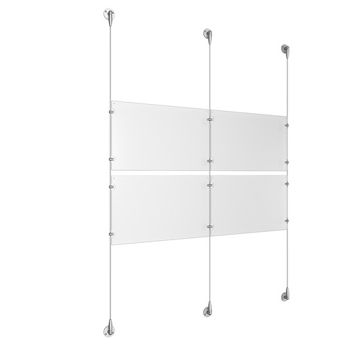 (4) 17'' Width x 11'' Height Clear Acrylic Frame & (3) Aluminum Clear Anodized Adjustable Angle Signature Cable Systems with (8) Single-Sided Panel Grippers (4) Double-Sided Panel Grippers