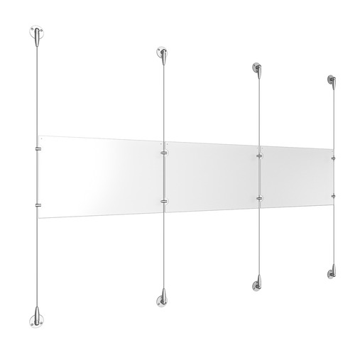 (3) 17'' Width x 11'' Height Clear Acrylic Frame & (4) Aluminum Clear Anodized Adjustable Angle Signature Cable Systems with (4) Single-Sided Panel Grippers (4) Double-Sided Panel Grippers