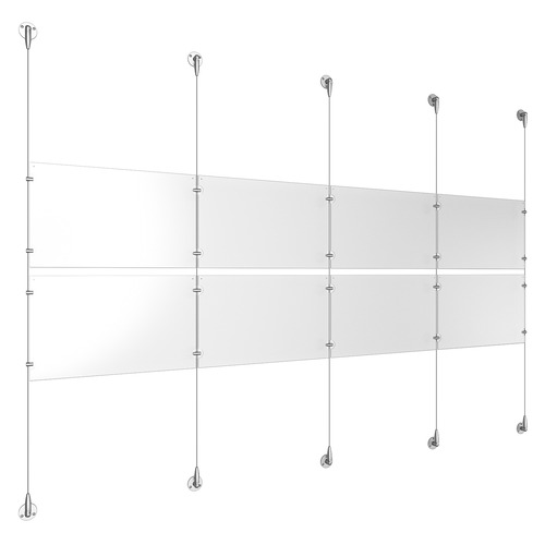 (8) 17'' Width x 11'' Height Clear Acrylic Frame & (5) Aluminum Clear Anodized Adjustable Angle Signature Cable Systems with (8) Single-Sided Panel Grippers (12) Double-Sided Panel Grippers
