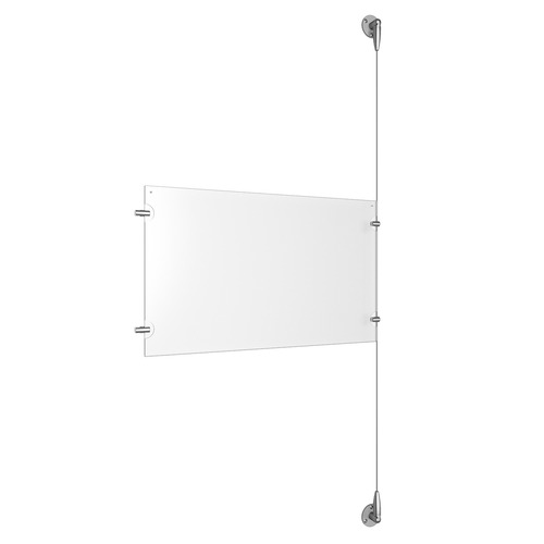 (1) 17'' Width x 11'' Height Clear Acrylic Frame & (1) Aluminum Clear Anodized Adjustable Angle Signature Cable Systems with (2) Single-Sided Panel Grippers (2) Double-Sided Panel Grippers