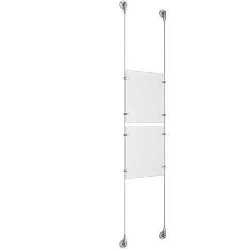 (2) 8-1/2'' Width x 11'' Height Clear Acrylic Frame & (2) Aluminum Clear Anodized Adjustable Angle Signature Cable Systems with (8) Single-Sided Panel Grippers