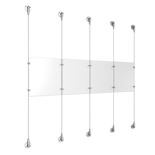 (4) 8-1/2'' Width x 11'' Height Clear Acrylic Frame & (5) Aluminum Clear Anodized Adjustable Angle Signature Cable Systems with (4) Single-Sided Panel Grippers (6) Double-Sided Panel Grippers