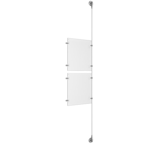 (2) 8-1/2'' Width x 11'' Height Clear Acrylic Frame & (1) Aluminum Clear Anodized Adjustable Angle Signature Cable Systems with (4) Single-Sided Panel Grippers (4) Double-Sided Panel Grippers
