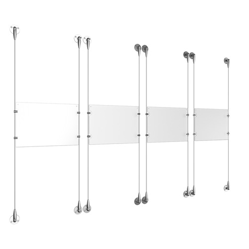 (4) 11'' Width x 8-1/2'' Height Clear Acrylic Frame & (8) Aluminum Chrome Polished Adjustable Angle Signature Cable Systems with (16) Single-Sided Panel Grippers