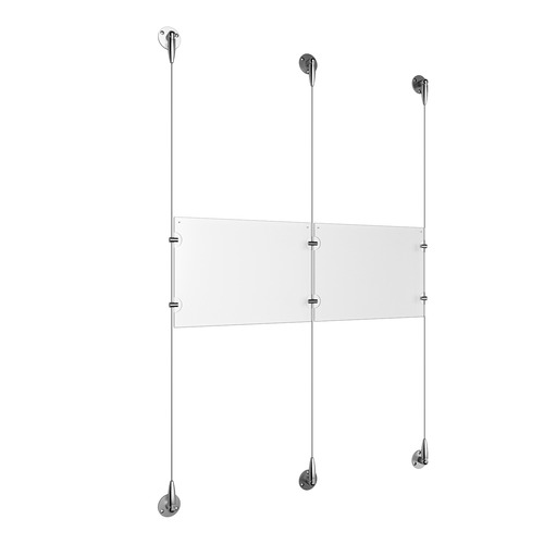 (2) 11'' Width x 8-1/2'' Height Clear Acrylic Frame & (3) Aluminum Chrome Polished Adjustable Angle Signature Cable Systems with (4) Single-Sided Panel Grippers (2) Double-Sided Panel Grippers