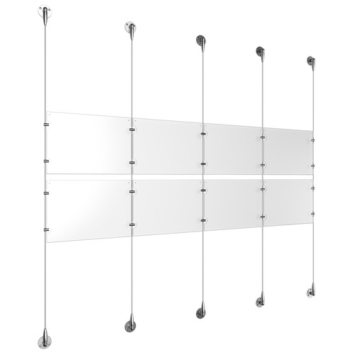(8) 11'' Width x 8-1/2'' Height Clear Acrylic Frame & (5) Aluminum Chrome Polished Adjustable Angle Signature Cable Systems with (8) Single-Sided Panel Grippers (18) Double-Sided Panel Grippers