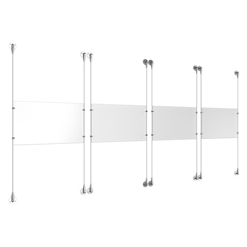 (4) 17'' Width x 11'' Height Clear Acrylic Frame & (8) Aluminum Chrome Polished Adjustable Angle Signature Cable Systems with (16) Single-Sided Panel Grippers