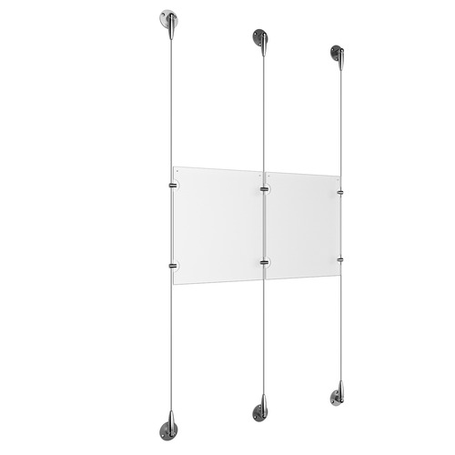(2) 8-1/2'' Width x 11'' Height Clear Acrylic Frame & (3) Aluminum Chrome Polished Adjustable Angle Signature Cable Systems with (4) Single-Sided Panel Grippers (2) Double-Sided Panel Grippers
