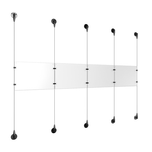 (4) 11'' Width x 8-1/2'' Height Clear Acrylic Frame & (5) Aluminum Matte Black Adjustable Angle Signature Cable Systems with (4) Single-Sided Panel Grippers (6) Double-Sided Panel Grippers