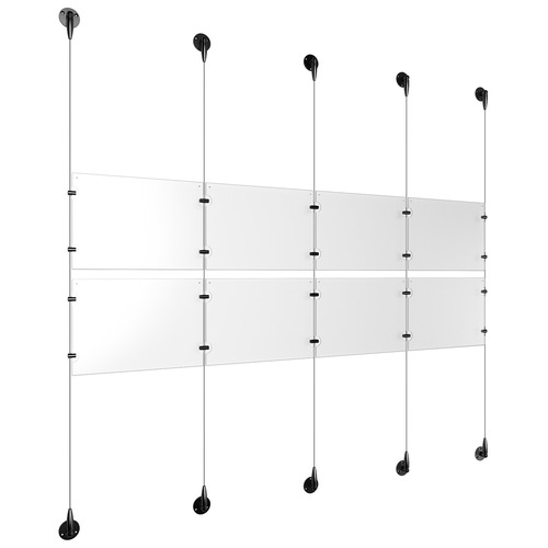 (8) 11'' Width x 8-1/2'' Height Clear Acrylic Frame & (5) Aluminum Matte Black Adjustable Angle Signature Cable Systems with (8) Single-Sided Panel Grippers (12) Double-Sided Panel Grippers