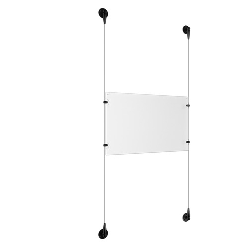 (1) 17'' Width x 11'' Height Clear Acrylic Frame & (2) Aluminum Matte Black Adjustable Angle Signature Cable Systems with (4) Single-Sided Panel Grippers