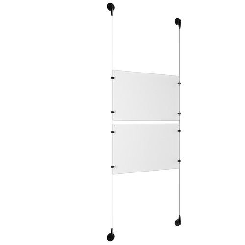 (2) 17'' Width x 11'' Height Clear Acrylic Frame & (2) Aluminum Matte Black Adjustable Angle Signature Cable Systems with (8) Single-Sided Panel Grippers
