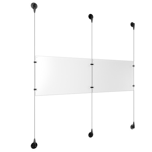 (2) 17'' Width x 11'' Height Clear Acrylic Frame & (3) Aluminum Matte Black Adjustable Angle Signature Cable Systems with (4) Single-Sided Panel Grippers (2) Double-Sided Panel Grippers