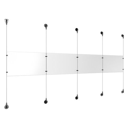 (4) 17'' Width x 11'' Height Clear Acrylic Frame & (5) Aluminum Matte Black Adjustable Angle Signature Cable Systems with (4) Single-Sided Panel Grippers (6) Double-Sided Panel Grippers