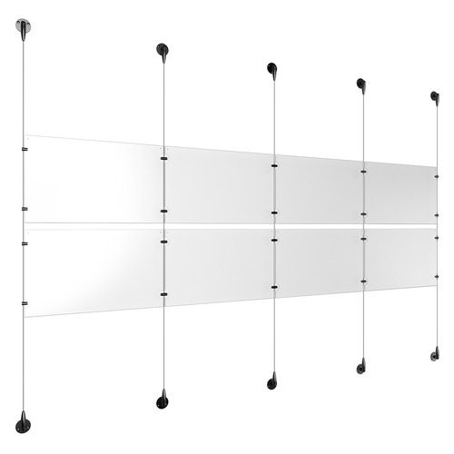 (8) 17'' Width x 11'' Height Clear Acrylic Frame & (5) Aluminum Matte Black Adjustable Angle Signature Cable Systems with (8) Single-Sided Panel Grippers (12) Double-Sided Panel Grippers