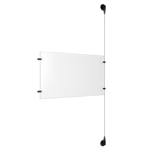 (1) 17'' Width x 11'' Height Clear Acrylic Frame & (1) Aluminum Matte Black Adjustable Angle Signature Cable Systems with (2) Single-Sided Panel Grippers (2) Double-Sided Panel Grippers