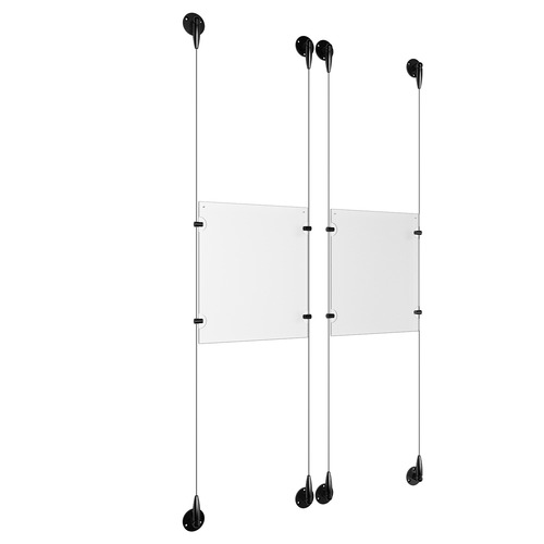 (2) 8-1/2'' Width x 11'' Height Clear Acrylic Frame & (4) Aluminum Matte Black Adjustable Angle Signature Cable Systems with (8) Single-Sided Panel Grippers