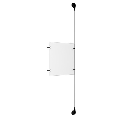 (1) 8-1/2'' Width x 11'' Height Clear Acrylic Frame & (1) Aluminum Matte Black Adjustable Angle Signature Cable Systems with (2) Single-Sided Panel Grippers (2) Double-Sided Panel Grippers
