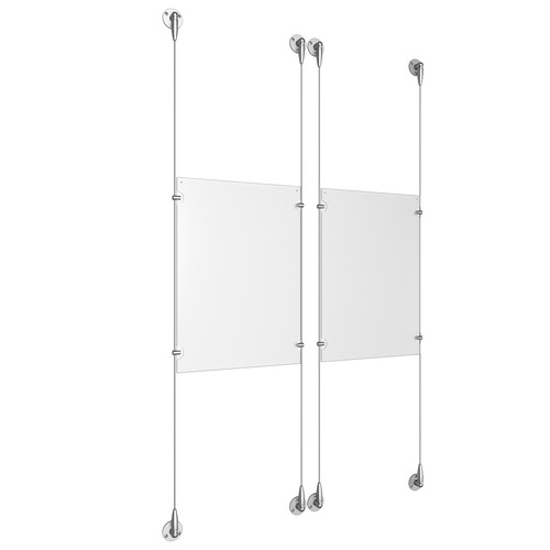 (2) 11'' Width x 17'' Height Clear Acrylic Frame & (4) Stainless Steel Satin Brushed Adjustable Angle Signature Cable Systems with (8) Single-Sided Panel Grippers