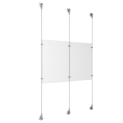 (2) 11'' Width x 17'' Height Clear Acrylic Frame & (3) Stainless Steel Satin Brushed Adjustable Angle Signature Cable Systems with (4) Single-Sided Panel Grippers (2) Double-Sided Panel Grippers