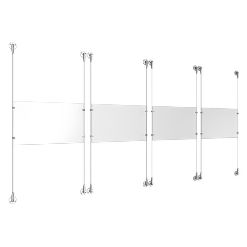 (4) 17'' Width x 11'' Height Clear Acrylic Frame & (8) Stainless Steel Satin Brushed Adjustable Angle Signature Cable Systems with (16) Single-Sided Panel Grippers