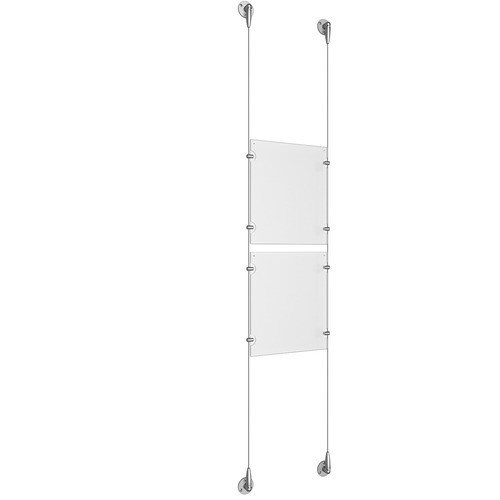 (2) 8-1/2'' Width x 11'' Height Clear Acrylic Frame & (2) Stainless Steel Satin Brushed Adjustable Angle Signature Cable Systems with (8) Single-Sided Panel Grippers