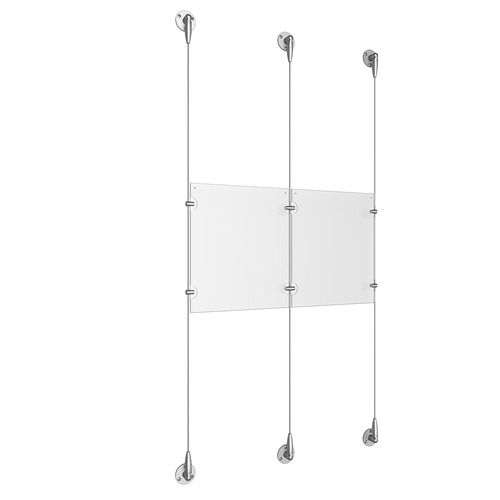 (2) 8-1/2'' Width x 11'' Height Clear Acrylic Frame & (3) Stainless Steel Satin Brushed Adjustable Angle Signature Cable Systems with (4) Single-Sided Panel Grippers (2) Double-Sided Panel Grippers