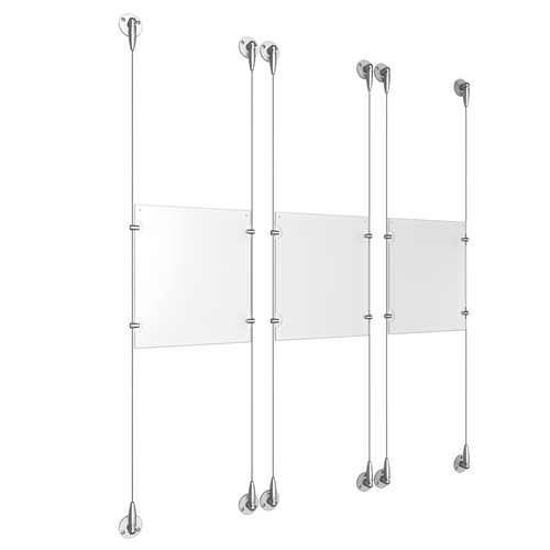(1) 8-1/2'' Width x 11'' Height Clear Acrylic Frame & (1) Stainless Steel Satin Brushed Adjustable Angle Signature Cable Systems with (2) Single-Sided Panel Grippers (2) Double-Sided Panel Grippers