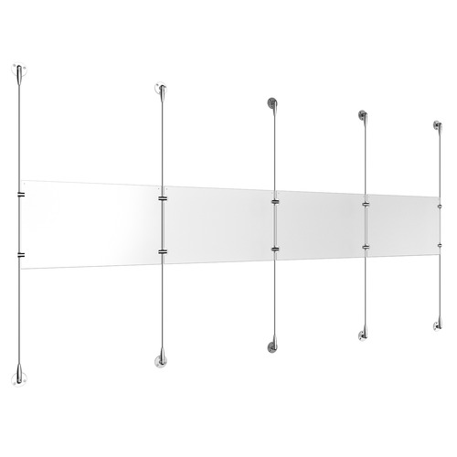 (4) 17'' Width x 11'' Height Clear Acrylic Frame & (5) Aluminum Clear Anodized Adjustable Angle Signature 1/8'' Diameter Cable Systems with (4) Single-Sided Panel Grippers (6) Double-Sided Panel Grippers