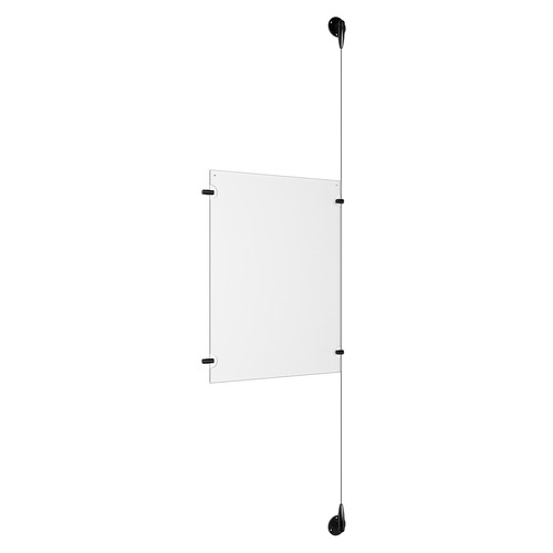 (1) 11'' Width x 17'' Height Clear Acrylic Frame & (1) Aluminum Matte Black Adjustable Angle Signature 1/8'' Diameter Cable Systems with (2) Single-Sided Panel Grippers (2) Double-Sided Panel Grippers